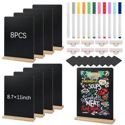 Tenceur 8 Pack 8.7 x 11 Inch Tabletop Chalkboard Signs with Wood Base  Double Sided Small