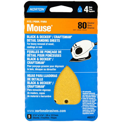 Black and Decker Mouse 180 Grit Sandpaper 5pk