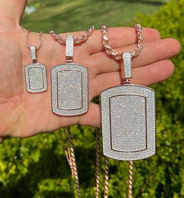 18K Gold Diamond Dog Tag Necklace