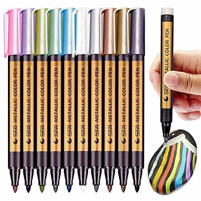 Dyvicl Metallic Brush Marker Pens - Metallic Pens Art Markers for  Calligraphy, Brush Lettering, Black Paper, Rock Painting, Card Making,  Scrapbooking
