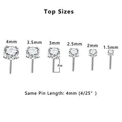 COCHARM G23 Titanium Helix Earrings 16g Surgical Steel Cartilage Earrings  Flat Back Labret Stud Internally Threaded Lip Rings 2mm/3mm/4mm Diamond