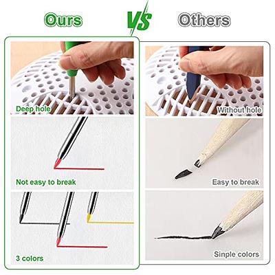 Hiboom Carpenter Pencil Set, 6 Pieces Long Nosed Deep Hole Tip Mechanical  Hole Marker with Built in Sharpener and 36 Pcs 2.8 mm Refills for