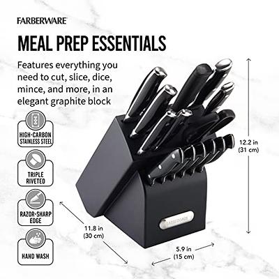 Farberware Forged Triple Riveted Knife Block Set 15-Piece in White