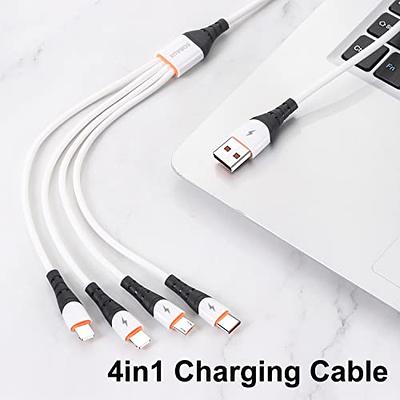 Multi Charging Cable 4 In 1 Nylon Braided Multiple USB Fast Charging Cord  Adapter Type C Micro USB Port Connectors Compatible Cell Phones Tablets and  More 