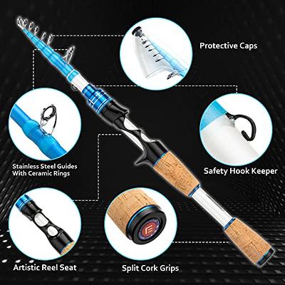 Fishing rod telescopic spinning EVA grips stainless steel guides