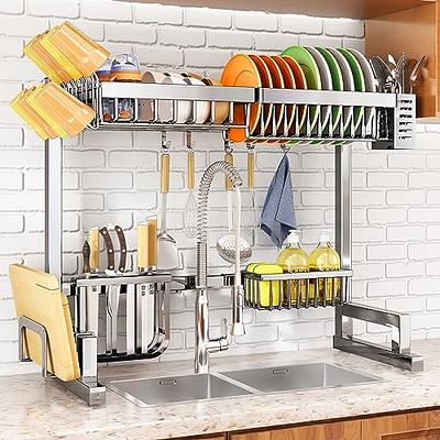 Aoibox 35 in. Black Stainless Steel Standing Wide Over Sink Dish Rack Dish  Drying Rack Tableware Drainer Organizer HDDB815 - The Home Depot