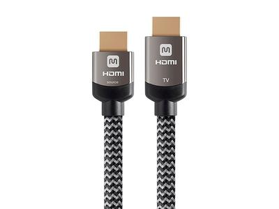 Monoprice 8K Certified Braided Ultra High Speed HDMI Cable - HDMI 2.1,  8K@60Hz, 48Gbps, CL2 In-Wall Rated, 26AWG, 15ft, Black 