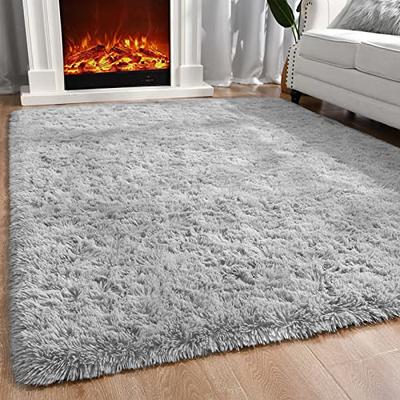 Soft Modern Indoor Large Shaggy Rug for Bedroom Livingroom Dorm Kids Room  Home Decorative, Non-Slip Plush Fluffy Area Rugs, 2x3 ft, Gray 