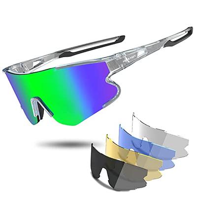  HAAYOT Cycling Glasses,Polarized Baseball Sunglasses for Men  Women with 1 or 5 Lenses,Sports Running Biking Fishing Sunglasses,Black Eed  : Sports & Outdoors