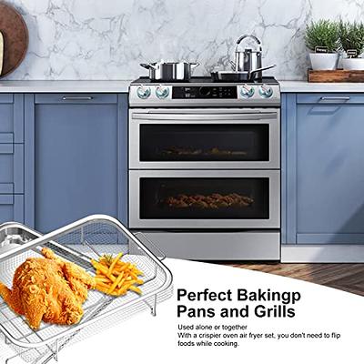 Air Fryer Basket and Tray for Oven Set, 15.5'' x 11.5'' Stainless Steel  Extra Large Crisper