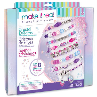 Make It Real: Rainbow Dream Jewelry Kit - Create 3 Unique Charm Bracelets &  A Ring, 123 Pieces, Includes Play Tray, All-in-One, DIY Colorful Bead