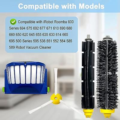 600 Series Replacement Parts for iRobot Roomba 610 620 630 650 680 & 500  Series 595 552 564,Includ Side Brush,Ilter and Screw,Bristle Brush and