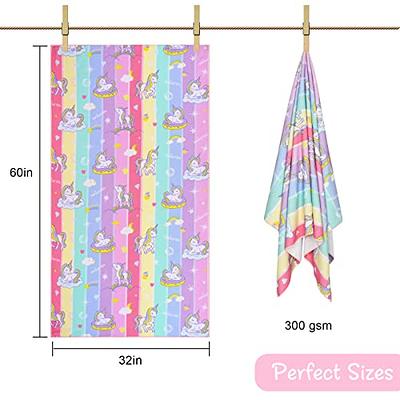 ASPMIZ Unicorn Beach Towels for Kids, Microfiber Rainbow Bath Towels  Oversized, Cute Beach Bath Towels for