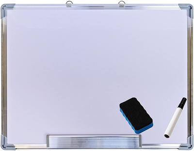 Basics Small Dry Erase Whiteboard, Magnetic White Board with Marker and Magnets - 8.5 x 11, Plastic/Aluminum Frame