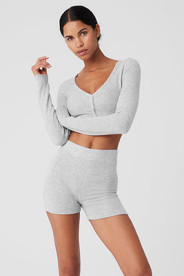 Alo Yoga®  Alolux Cropped Me Time Cardigan Jacket in Athletic Heather  Grey, Size: Small - Yahoo Shopping