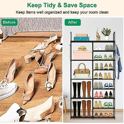 9 Tier Shoe Cubby, Shoe Racks for Bedroom Closet Shoe Storage,Plastic Shoe  Organizer for Closet Free Standing Shoe Shelves Shoe Storage Cabinet