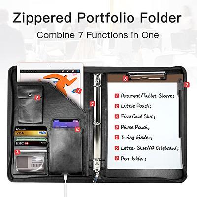Calfinder Portfolio for Men, Zippered Vegan Leather Padfolio for Women,  Business Portfolio Organizer Folder, Professional Padfolio with A4 Notepad  Holder for Interview/Meeting, Office Gifts, Gray - Yahoo Shopping
