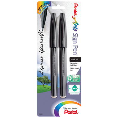 Pentel Sign Pen Classic Drawing Pen, Black, 12/Pack (25855)