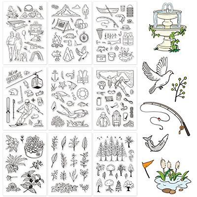 GLOBLELAND Circle Background Clear Stamps Circle Decorative Clear Stamps  Silicone Clear Stamps for Card Making Silicone DIY Scrapbooking Journaling