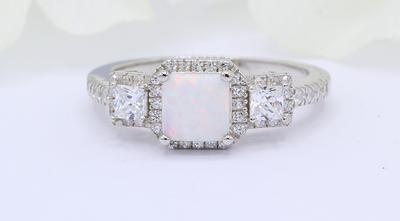 Art Deco Sterling Silver Cubic Zirconia Antique Halo Engagement Ring
