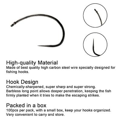  Eupheng 100pcs Plus Best Barbless Competition Fly Fishing  Hook Collection, Dry Nymph Strimp&Pupa, Pupa Jig Fly Hooks High Carbon  Competition Hook