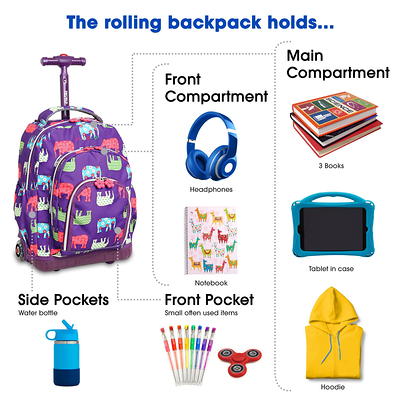 JWorld Lollipop 16 Rolling Backpack with Lunch Kit - Pink/Blue