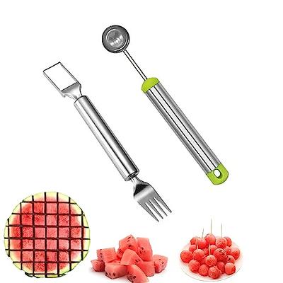 2 Pieces Melon Baller Scoop Set, 4 In 1 Stainless Steel Fruit Scooper Seed  Remover Melon Baller Carving Knife Double Sided Melon Baller For Watermelon