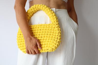 Handmade Women's Crochet Bag - Yellow