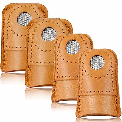 6pcs Sewing Thimble Finger Protector Kit, Metal and Leather Quilting  Thimble for DIY Hand Embroidery Needlework Tools