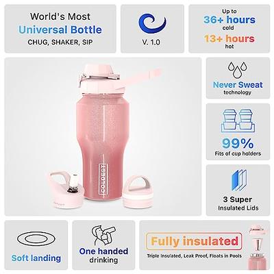 COLDEST Sports Water Bottle - 3 Lids (Chug Lid, Straw Lid, Handle Lid)  Tumbler with Handle on