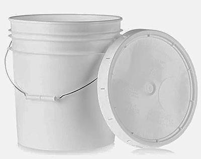 5.3 Gallon White Rectangular Bucket/Pail with Hinged Snap Lid, 4 Pack