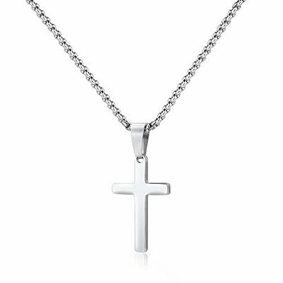  REVEMCN Black Silver Stainless Steel Dog Tag Cross Necklace for  Men Boys Featuring Lord's Prayer Bible Verse Cross Pendant with 20-24 Inch  Rope Chain, Inspirational Jewelry Gift for Boys and Men (