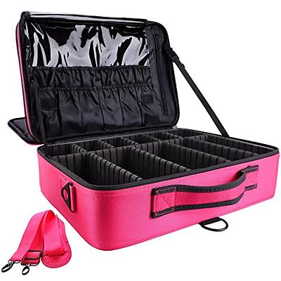 Relavel Extra Large Makeup Bag, Makeup Case Professional Makeup Artist Kit  Train Case Travel Cosmetic Bag Brush Organizer, Waterproof Leather  Material, with Adjustable Shoulder Straps and Dividers Black Extra Large