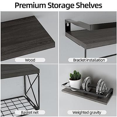 Floating Shelves Wall Mounted Mirror Front Cosmetics Shelf Decorative  Storage Shelf Strong Black Metal Frame Shower