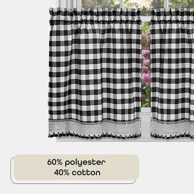 Buffalo Check Tier Pair Window Curtain Set - 58 Inch Width, 24