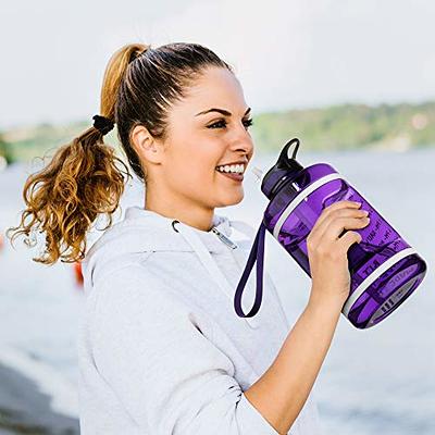 HydroMATE 64 oz Motivational Water Bottle with Straw Light Purple