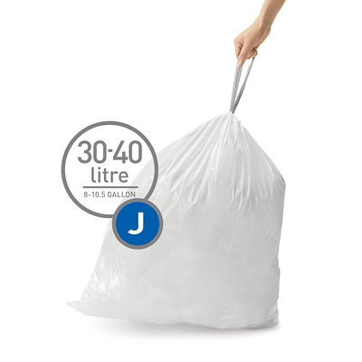 Plasticplace 10-10.5 Gallon/38-40 Liter White Drawstring Trash
