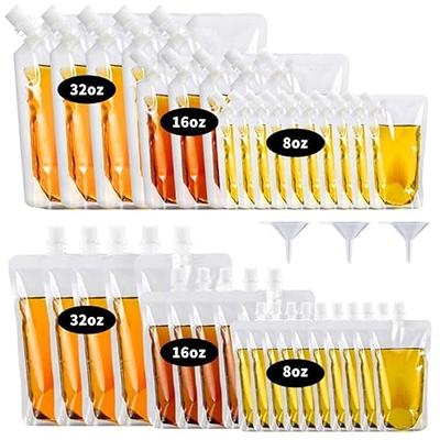 100 Pcs Plastic Flasks,8 Oz Drink Pouches Bulk,Concealable and Reusable  Drink Pouches for Travel