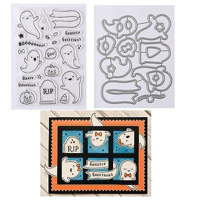 Qoiseys Halloween Ghost Clear Stamps and Dies Sets for Card Making