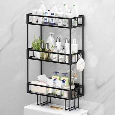 EKNITEY Flolding Over Toilet Storage - No Assembly Bathroom Organizer Shelf  Above Toilet Storage Rack with Hooks and Paper Holder 2 Tier Black - Yahoo  Shopping