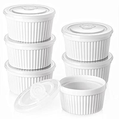 DOWAN Ramekins 8 oz Oven Safe with Lids, Creme brulee Ramekins