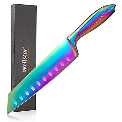  WELLSTAR Rainbow Serrated Steak Knife Set of 6, Razor