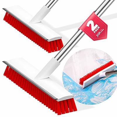 2 in 1 Floor Brush Scrub Brush, 2 in 1 Adjustable V-Shaped Cleaning Brush  with Long Handle, Bathroom Kitchen Floor Crevice Cleaning Brush with