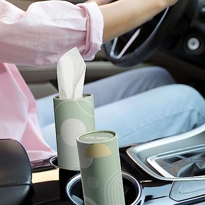 Car Tissue,4 Pack Cylinder Tissue Boxes,Car Tissue Holder with Facial  Tissue Bulk,Refill Car Tissues Box Round Container,Travel Tissues Perfect  Fit