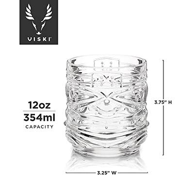 Viski Pacific Tiki Glasses Stackable Lowball DOF Tumblers, Tropical  Cocktail and Bar Gifts for Rum and Whiskey, 12 Oz, Set of 2