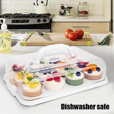 Cake Carrier Storage Container With Lid and Handle, Round Cupcake Keeper  Cheesecake Holder for Transport Cakes, Pies, Desserts 