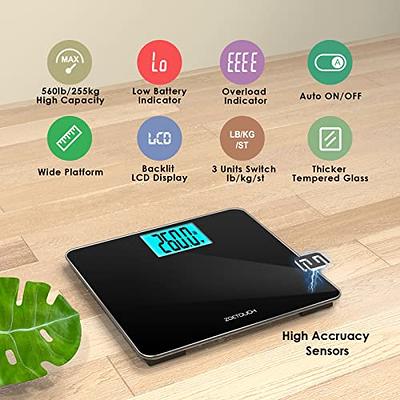 Eat Smart Precision Digital Bathroom Scale, 550 lb High Capacity Scale,  Extra Wide Platform, Bath Scale for Body Weight, Black