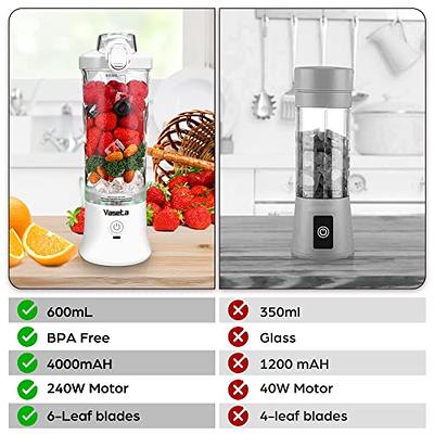 Portable Blender, Portable Blender for Shakes and Smoothies, 600ml Portable  Blender 20 oz with USB Rechargeable, Personal Size Blenders with 6 Sharp