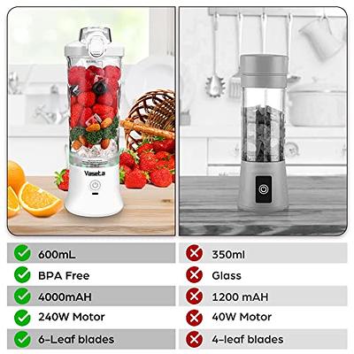 Portable Blender Personal Blender for Shakes and Smoothies - USB  Rechargeable 20oz Mini Blender with 6 Blades