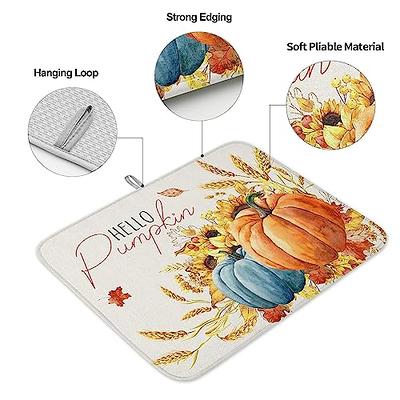 Fall Dish Drying Mat for Kitchen Counter Hello Pumpkin Drying Pad